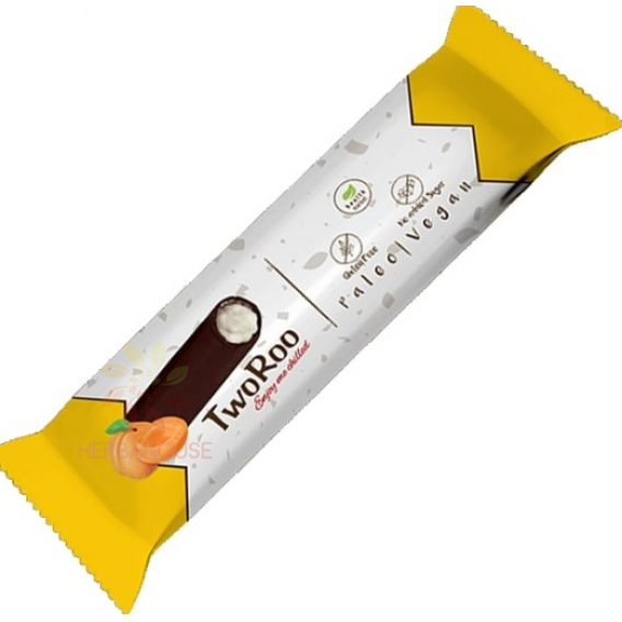 Obrázok pre TwoRoo Baton de vanilie cu lămâie și caise fără gluten în ciocolată neagră cu îndulcitor (30g)