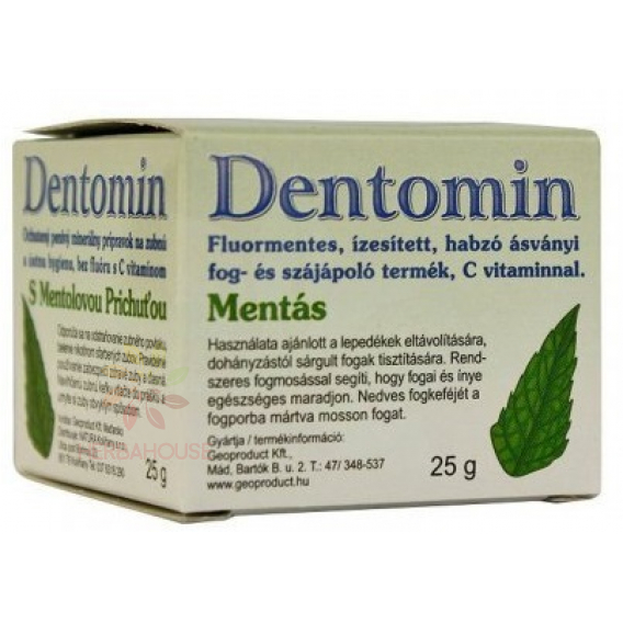 Obrázok pre Geoproduct Dentomin Pulbere de dinti minerala naturala cu menta fara fluor (25g)