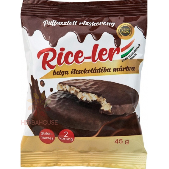 Obrázok pre Nagykun Rice-Ler Sandvișuri cu orez cu acoperire de ciocolată neagră belgiană (45g)