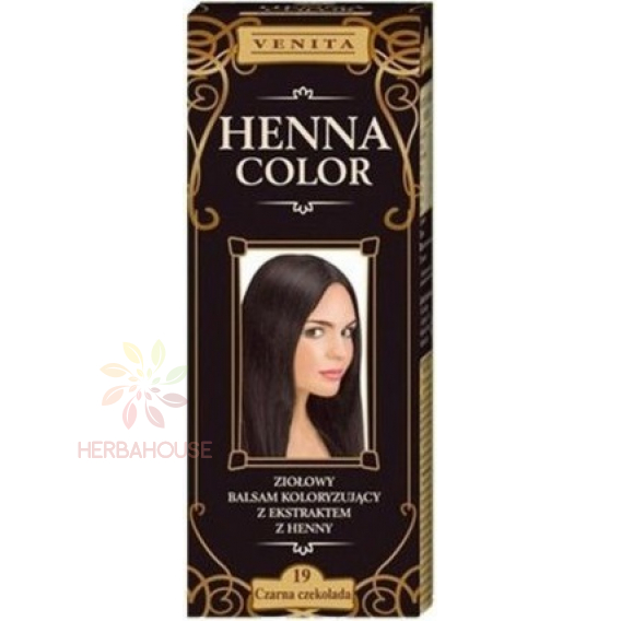 Obrázok pre Venita Henna Color culoarea naturala a parului 19 - ciocolata neagra (75ml)