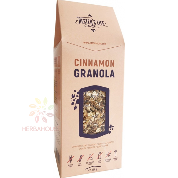 Obrázok pre Hester's Life Cinnamon Granola cu scorțișoară fără gluten, fără adaos de zahăr (320g)