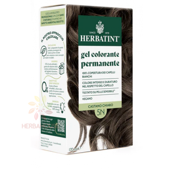 Obrázok pre Herbatint Vopsea naturală permanentă de păr 5N - castan deschis (170ml)