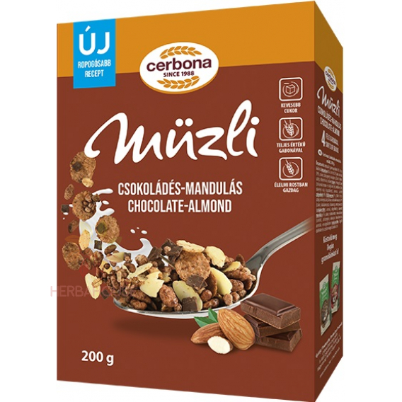 Obrázok pre Cerbona Chocolate-Almond Muesli ciocolata-migdale (200g)