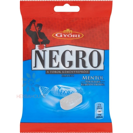 Obrázok pre Győri Negro Original Bomboane dure cu mentol neumplute (79g)