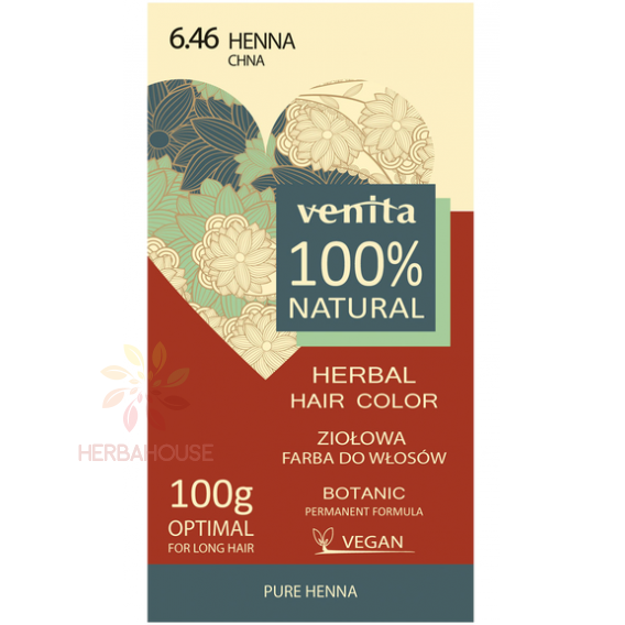 Obrázok pre Venita 100% Vopsea naturală de păr 6.46 - roșu henna (100g)