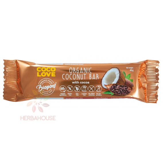 Obrázok pre Biopont Bio Baton de nucă de cocos fără gluten cu cacao (40g)