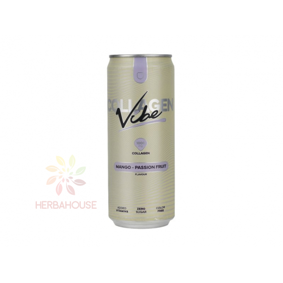 Obrázok pre Vibe Collagen Băutură carbogazoasă cu colagen și îndulcitori de fructe de pasiune de mango (330ml)